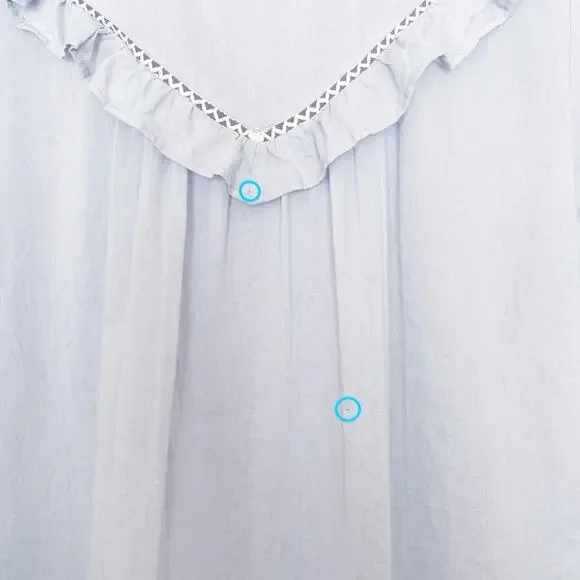 Loft Ruffle Long Sleeve Blouse Cotton Sheer Cottagecore Prairie Size Small Blue - Picture 5 of 16